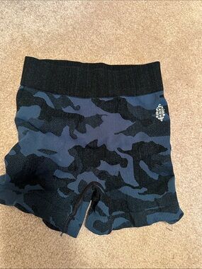 FP Movement by Free People Women's Blue & Black Camo Bike Shorts